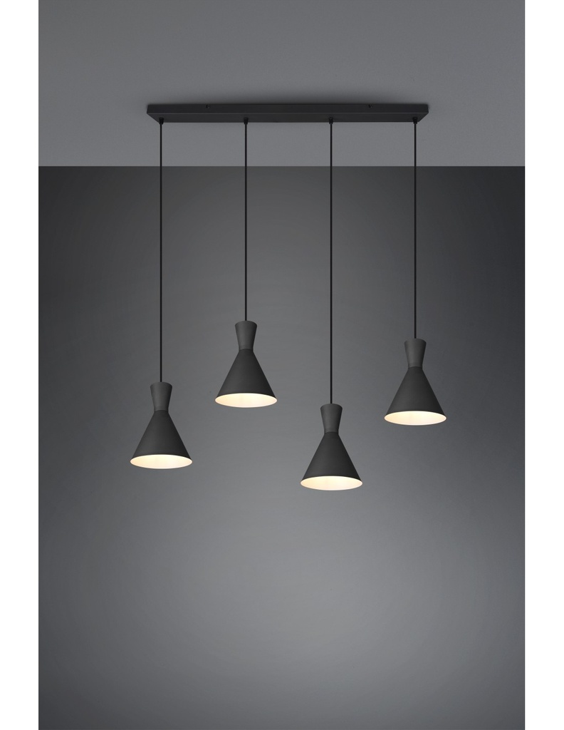 Sospensione Lineare Enzo 4xE27 Nero Opaco Trio Lighting