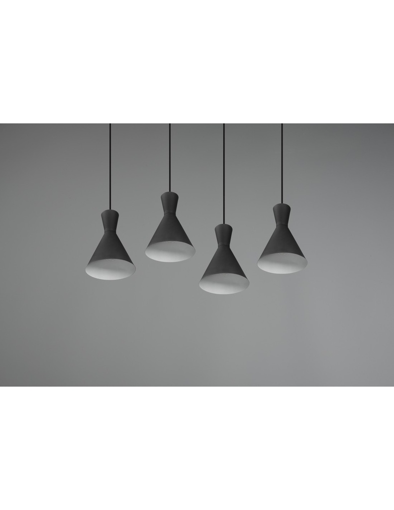Sospensione Lineare Enzo 4xE27 Nero Opaco Trio Lighting