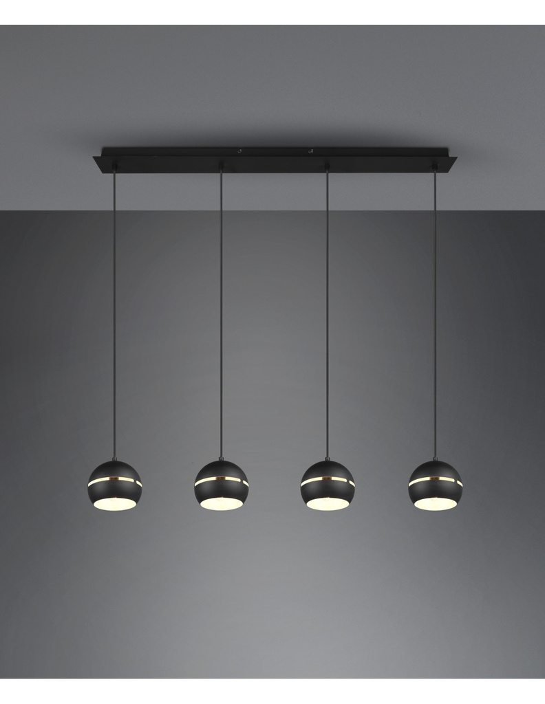 Sospensione Lineare Fletcher 4 Diffusori Sferici Nero Trio Lighting