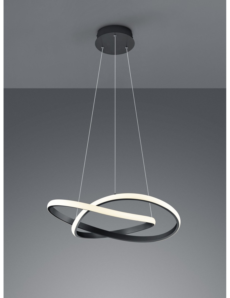 Sospensione Moderna Course Antracite Nero Led Dimmerabile 27W Ø60 cm Trio Lighting
