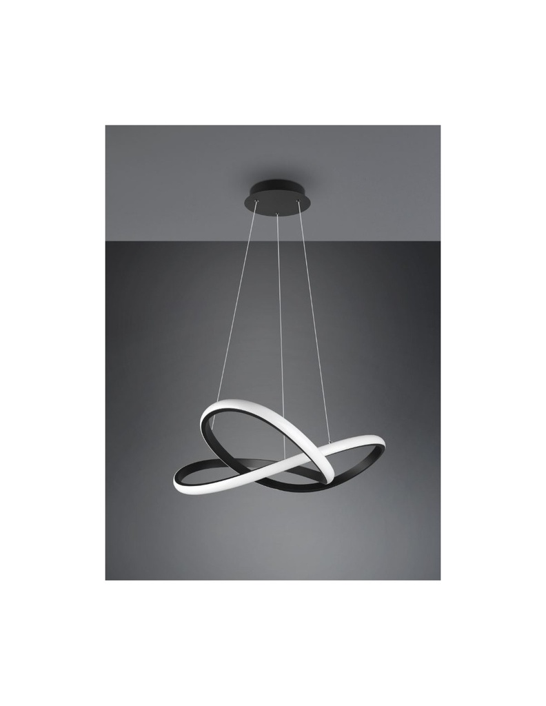 Sospensione Moderna Course Nera Led Dimmer 27W Ø60 cm Trio Lighting
