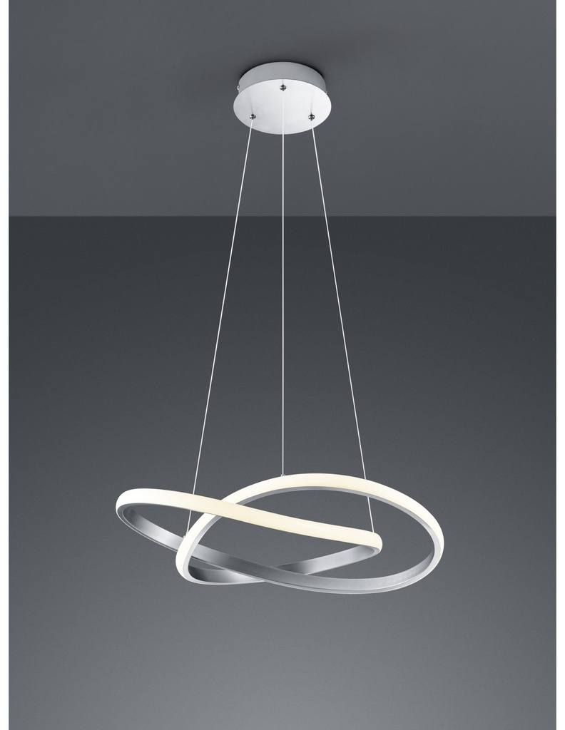 Sospensione Moderna Course Nichel Led Dimmerabile 27W Ø60 cm Trio Lighting