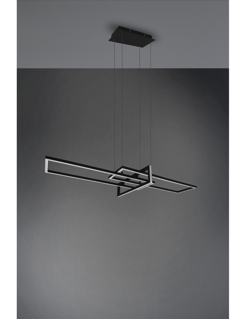 Sospensione Salinas 3 Rettangoli Led 34w Nero L110 cm Dimmerabile Trio Lighting
