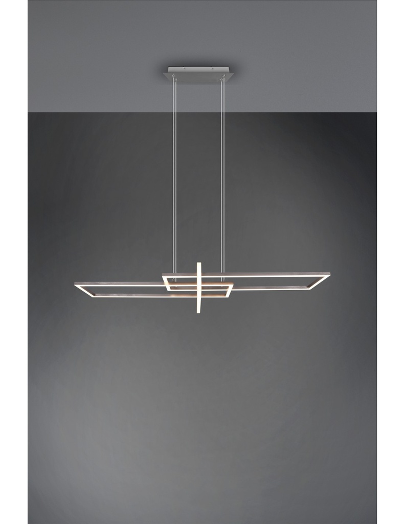Sospensione Salinas 3 Rettangoli Led 34w Nichel L110 cm Dimmerabile Trio Lighting