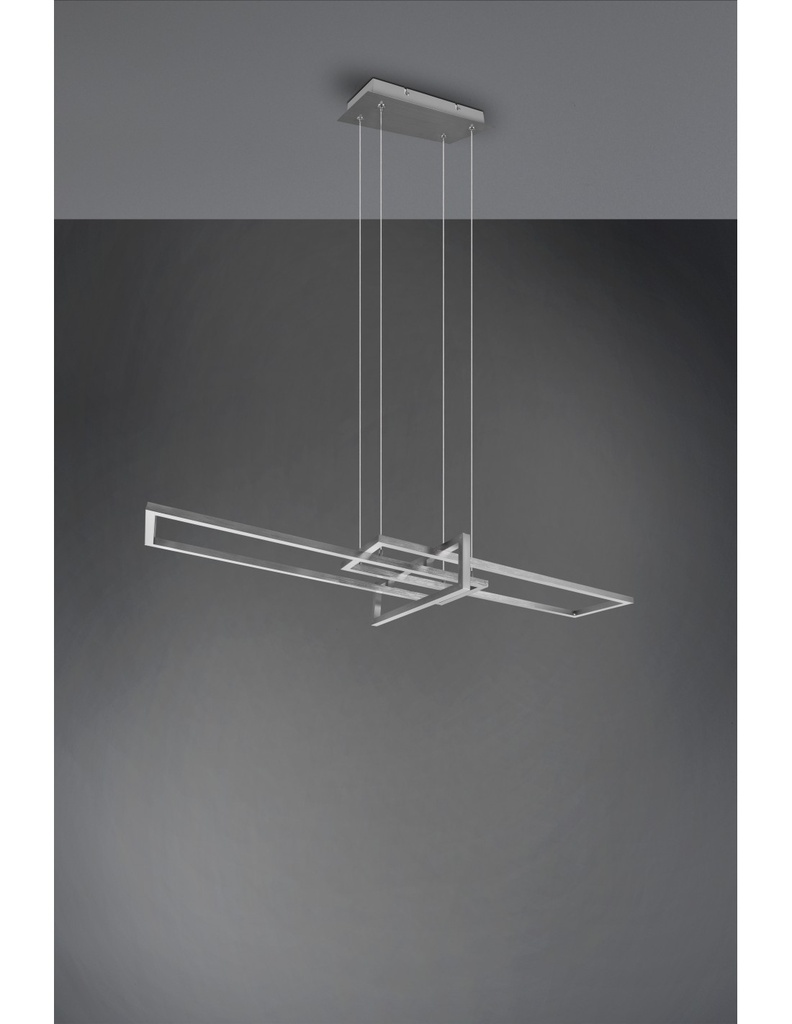Sospensione Salinas 3 Rettangoli Led 34w Nichel L110 cm Dimmerabile Trio Lighting