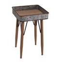 Tavolino vintage vassoio in metallo quadrato  41x41xh.68.5 cm