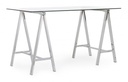 Scrivania moderna Alchimia Cromo con piano in vetro 140x70x76h cm