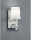 Applique Moderna Paralume Bianco e Spot Led Nichel