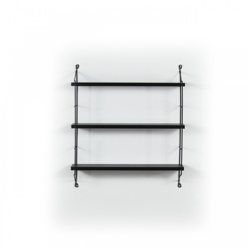Libreria a muro 3 ripiani Neelix nero 60 x 15 x 68 cm