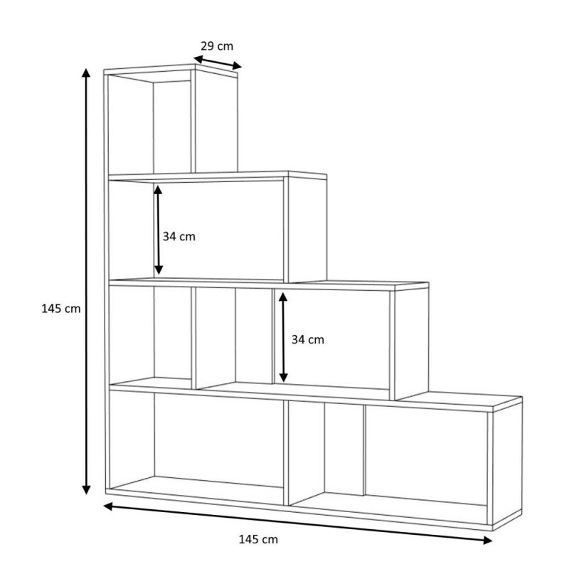 Libreria a scala bianca 145x29xh.145 cm