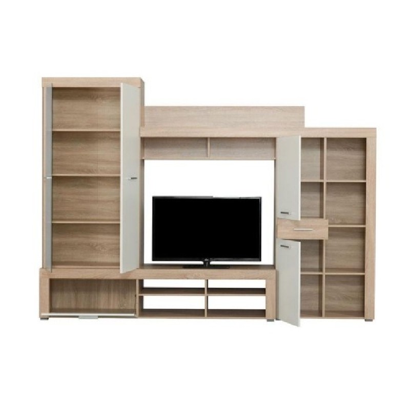 Parete Attrezzata Rovere Bianco LIZA 245x41,5x196 cm