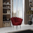 Poltrona a Conchiglia in Velluto Rosso Orel - Misure L 64 x P 60 x H 80 cm