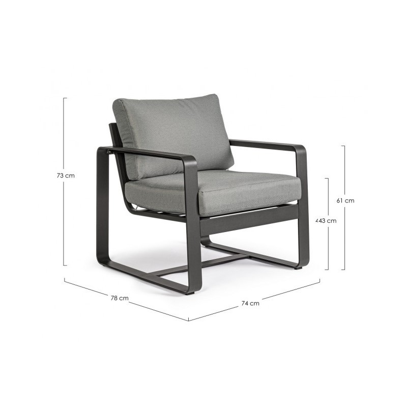 Poltrona da giardino in alluminio antracite 74x78x84 cm