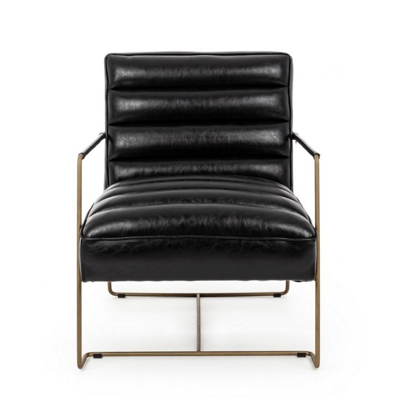 Poltrona in acciaio verniciato e similpelle nero 62,5x74x80-45-56h cm