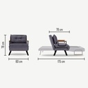 Poltrona letto pieghevole Sando in tessuto grigio 60x78xh.78 cm