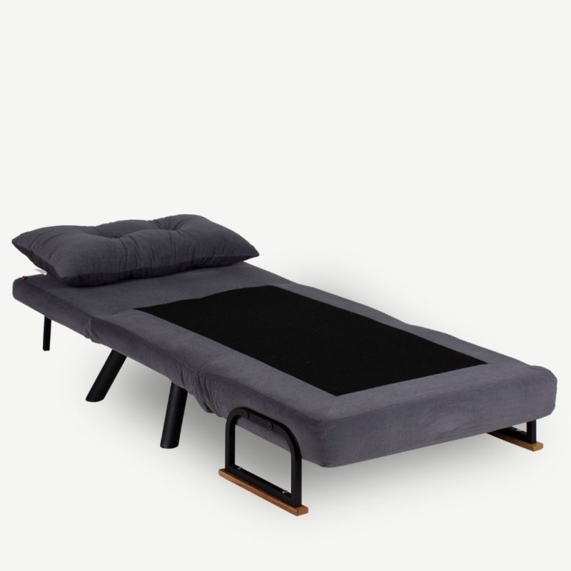 Poltrona letto pieghevole Sando in tessuto grigio 60x78xh.78 cm