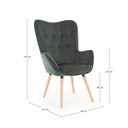 Poltrona velluto verde bosco, dimensioni: 68x76x105 cm