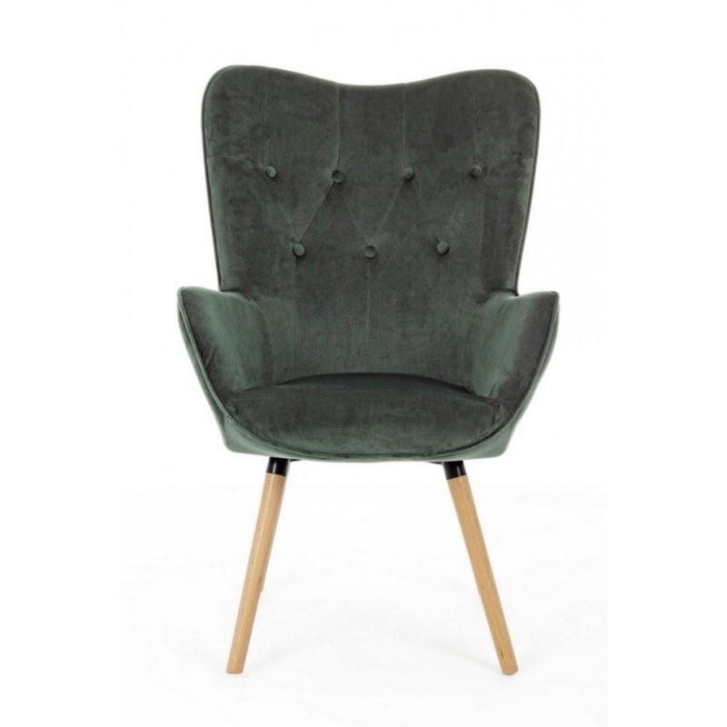 Poltrona velluto verde bosco, dimensioni: 68x76x105 cm