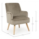 Poltrona vintage in velluto Tortora ADELINE 60x67x h79 cm
