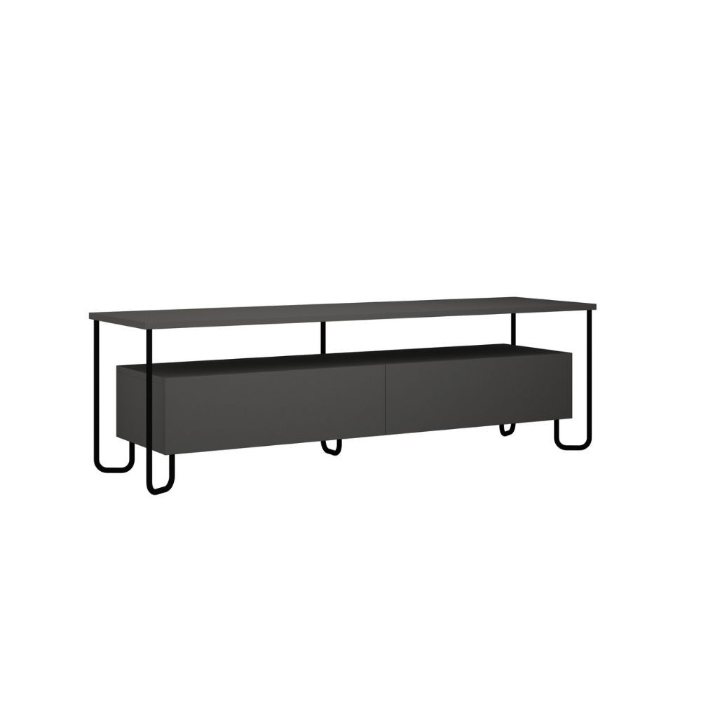 Porta Tv Cornea due ante antracite - Mobile port tv con piedi in metallo nero - Misure 150x42x45 h cm