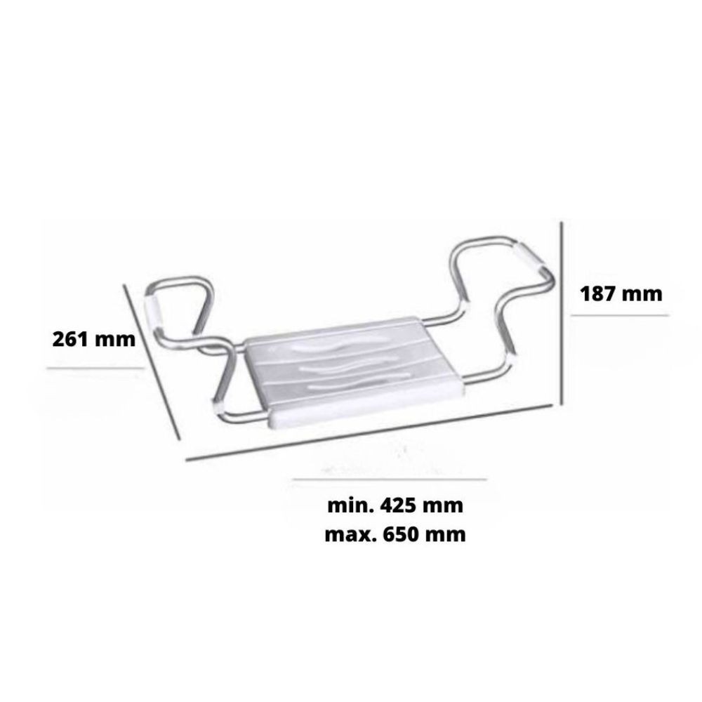 Sedile regolabile per vasca in acciaio verniciato bianco 19 x 26 x 65.5 cm