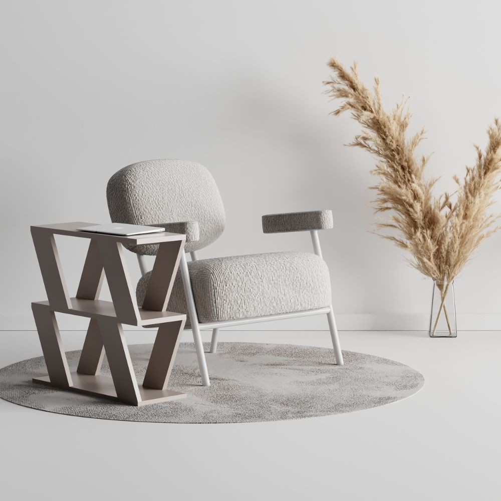 Tavolino Laterale da Salotto Lazena Colore Tortora - 60x22x57 cm