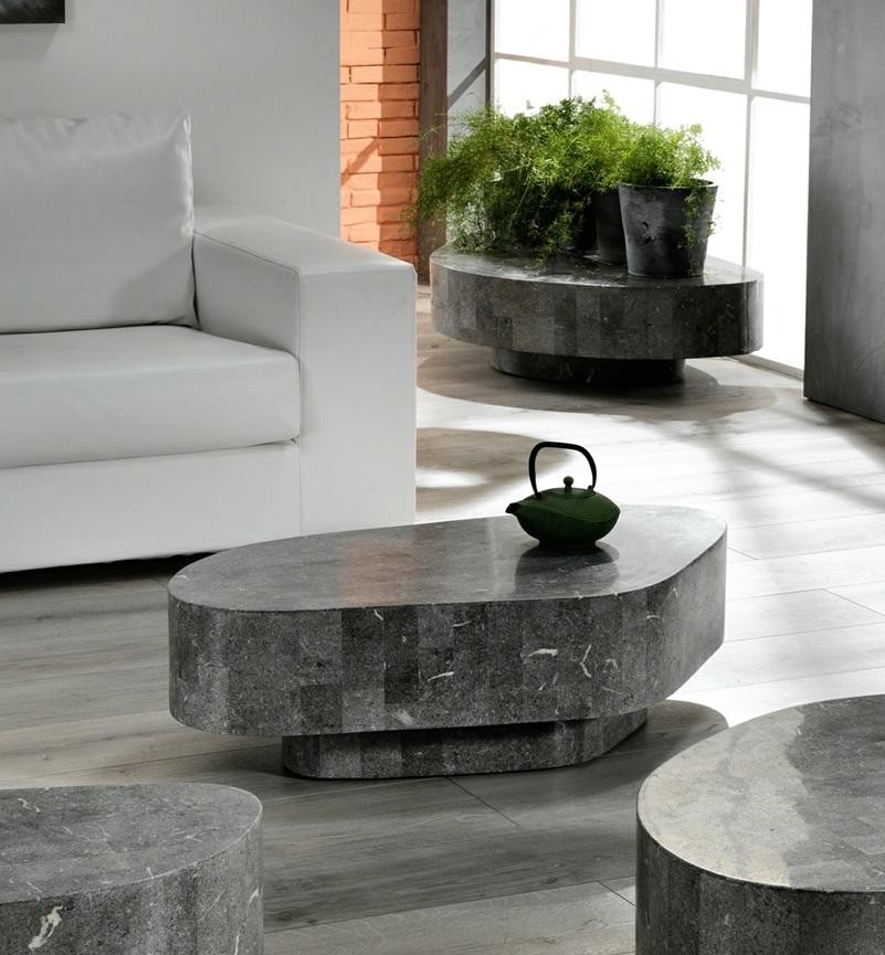 Tavolino Moderno Pietra Grigio 100x52x28 cm