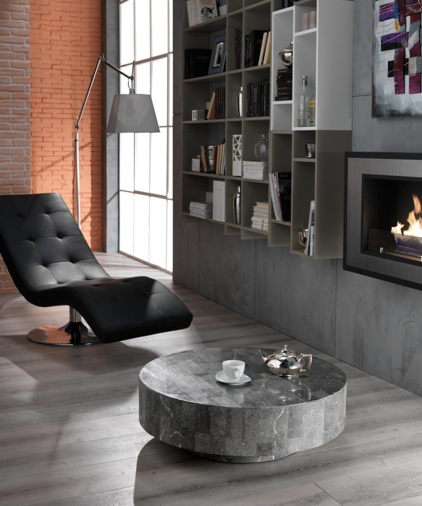 Tavolino moderno in pietra grigio 85 x 85 x h 28