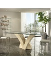 Tavolo Fisso Trasparente-Beige 100 cm x 180 cm H. 76 cm