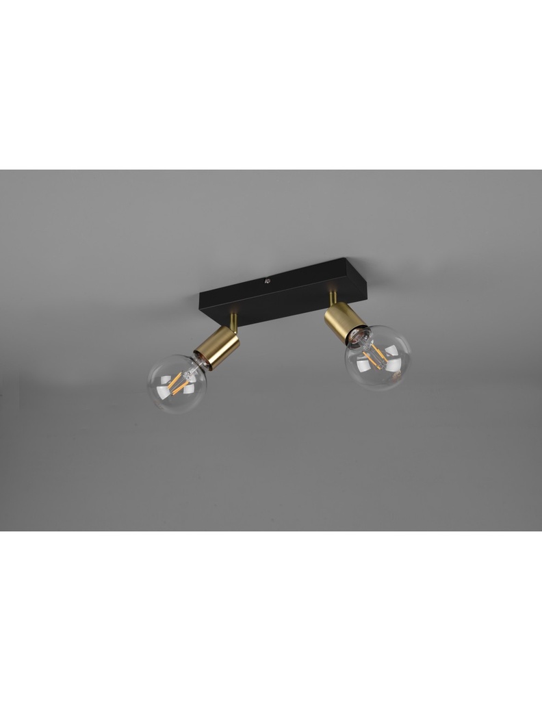 Faretto Spot 2xE27 Vannes Nero-Ottone L26 cm