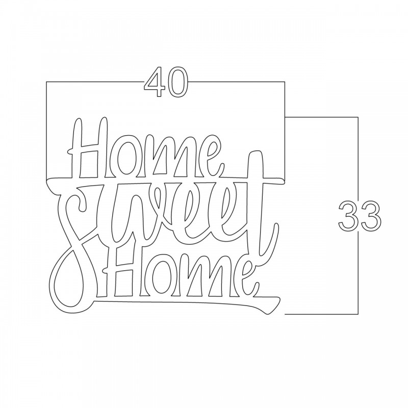 Decorazione murale home sweet home nera 33x40 cm