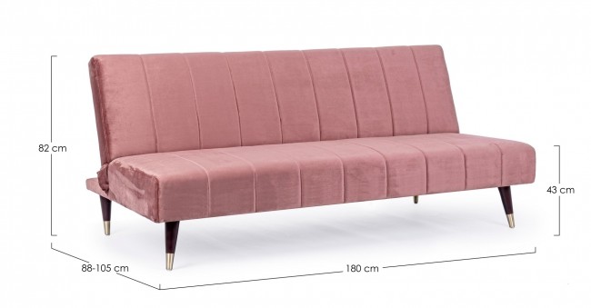 Divano Letto tre posti rosa reclinabile - Samnite