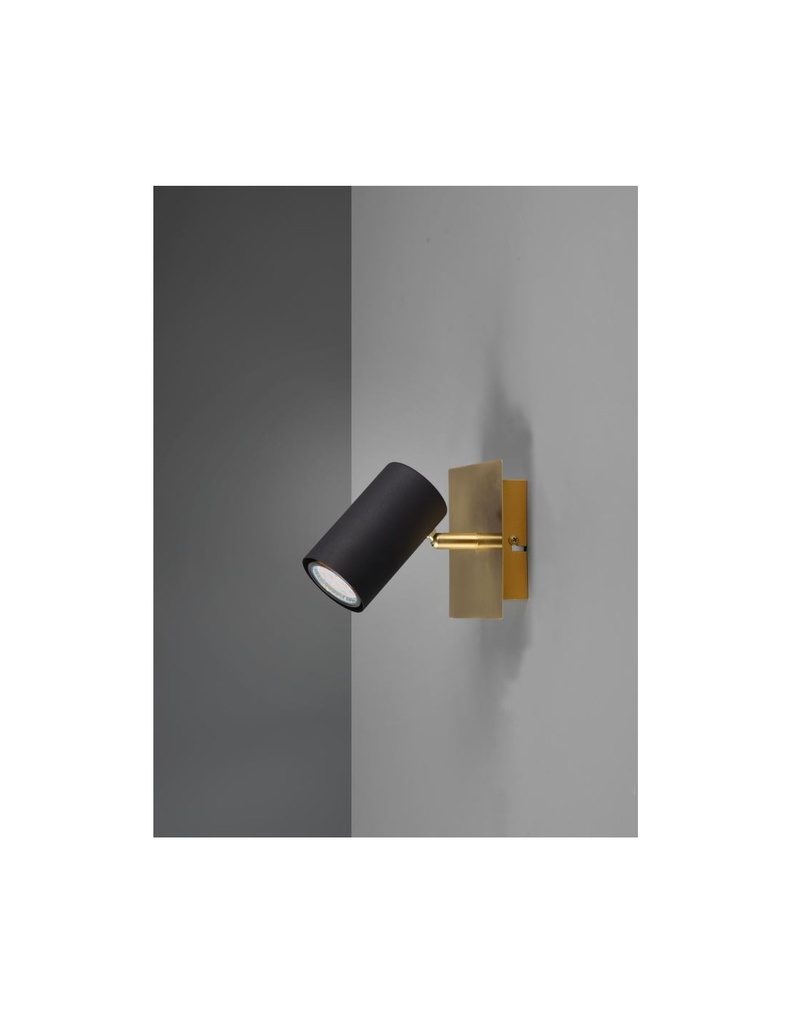 Faretto Marley Base Oro Con Spot Cilindrico Nero Orientabile Trio Lighting - Samnite