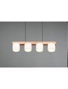 Lampadario Sospensione Legno 4 Paralumi Bianchi Cameron Trio Lighting - Samnite