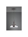 Lampadario Sospensione Rustica 5 Luci Ruggine Coppe Vetro Bianco Trio Lighting - Samnite