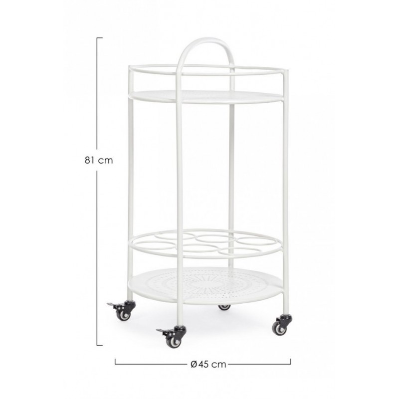 Carrello per bottiglie in acciaio Bianco - Samnite