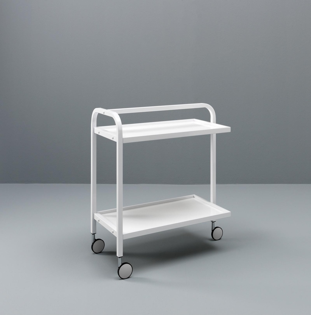 Carrello portabevande in metallo bianco 40x75x80h cm - Samnite