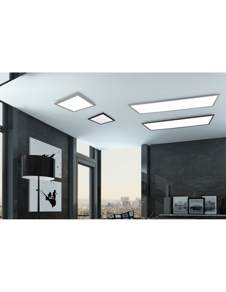 Plafoniera Applique Rettangolare Moderna Led Dimmer 34w Alpha Nero Trio Lighting - Samnite