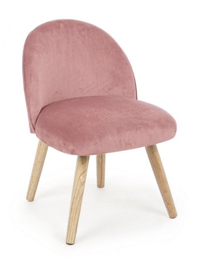 Poltroncina vintage in tessuto Rosa Antico ADELINE 47x57x h76 cm - Samnite