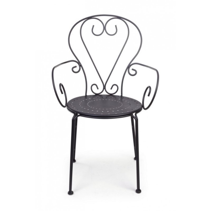 Sedia da giardino con braccioli in acciaio Antracite ETIENNE 49x49x h89 cm - Samnite