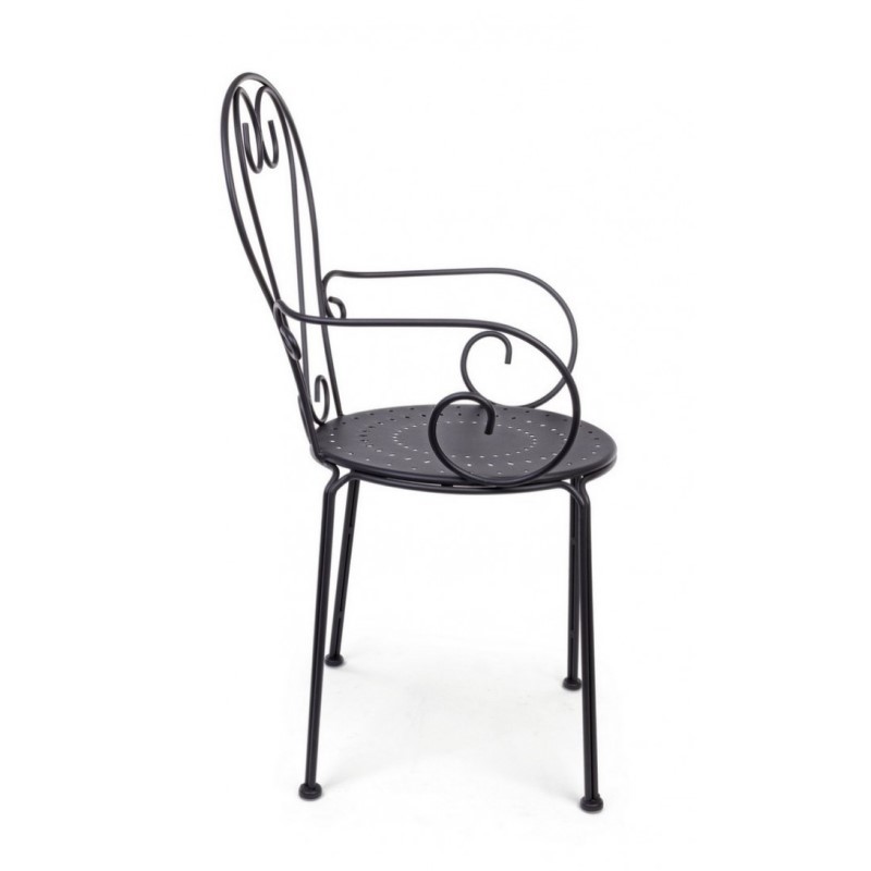 Sedia da giardino con braccioli in acciaio Antracite ETIENNE 49x49x h89 cm - Samnite
