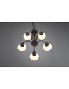 Lampadario Sospensione Rustica 5 Luci Ruggine Coppe Vetro Bianco Trio Lighting - Samnite