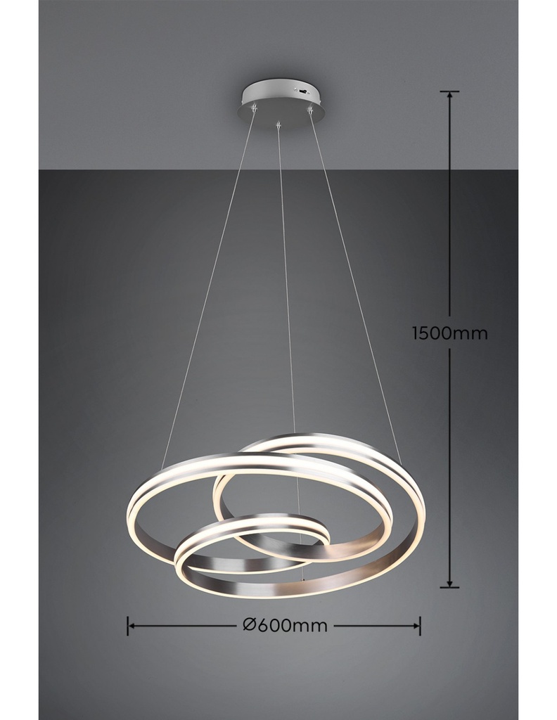 Lampadario Vortice Moderno Yara Nichel Led Dimmer Trio Lighting - Samnite