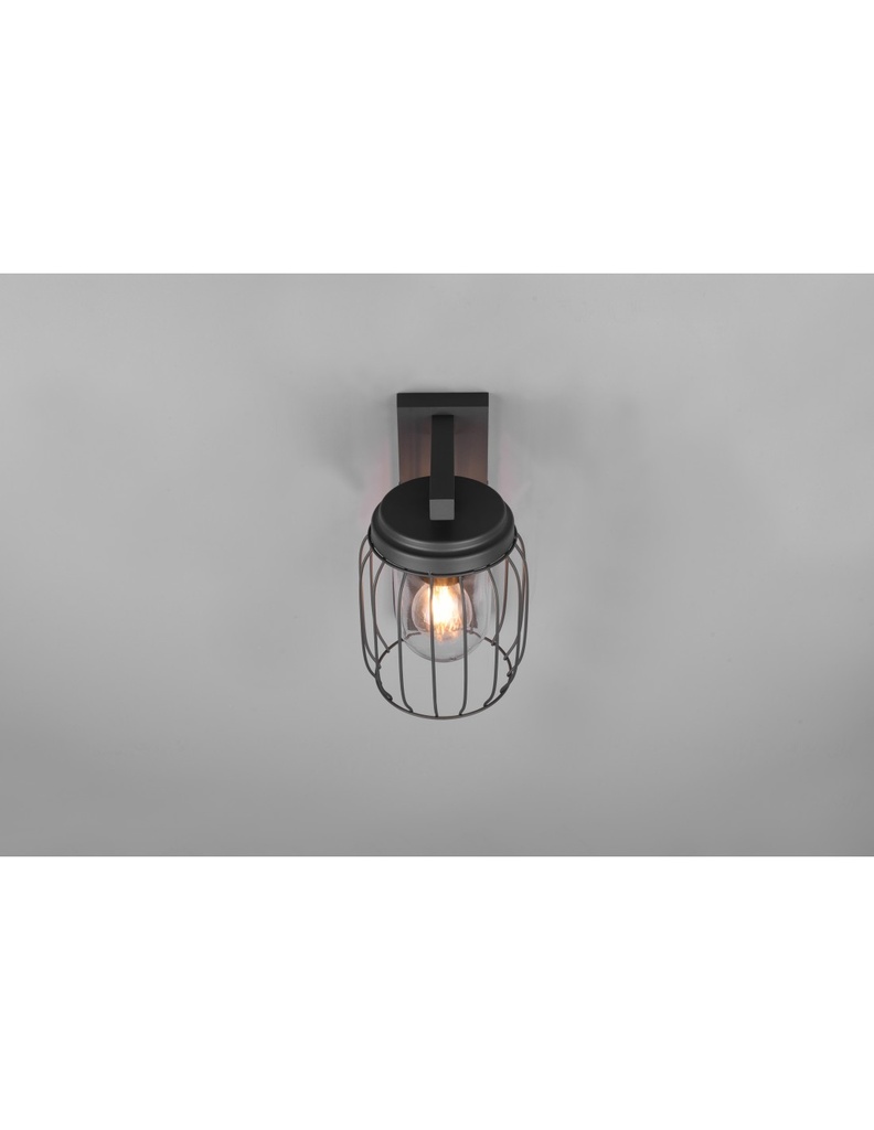 Lanterna Da Parete Rete Metallica Antracite Tuela Con Sensore IP44 Trio Lighting - Samnite
