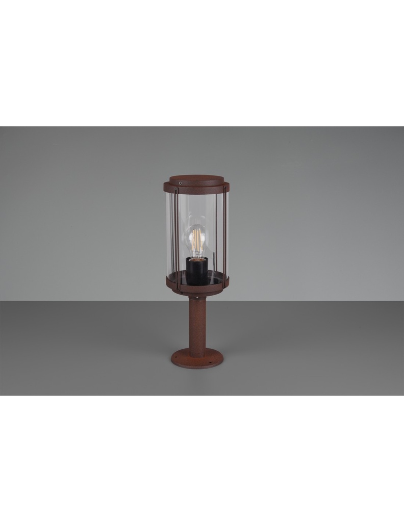 Paletto Tanaro IP44 Ruggine Con Vetro Lanterna H40 cm Trio Lighting - Samnite