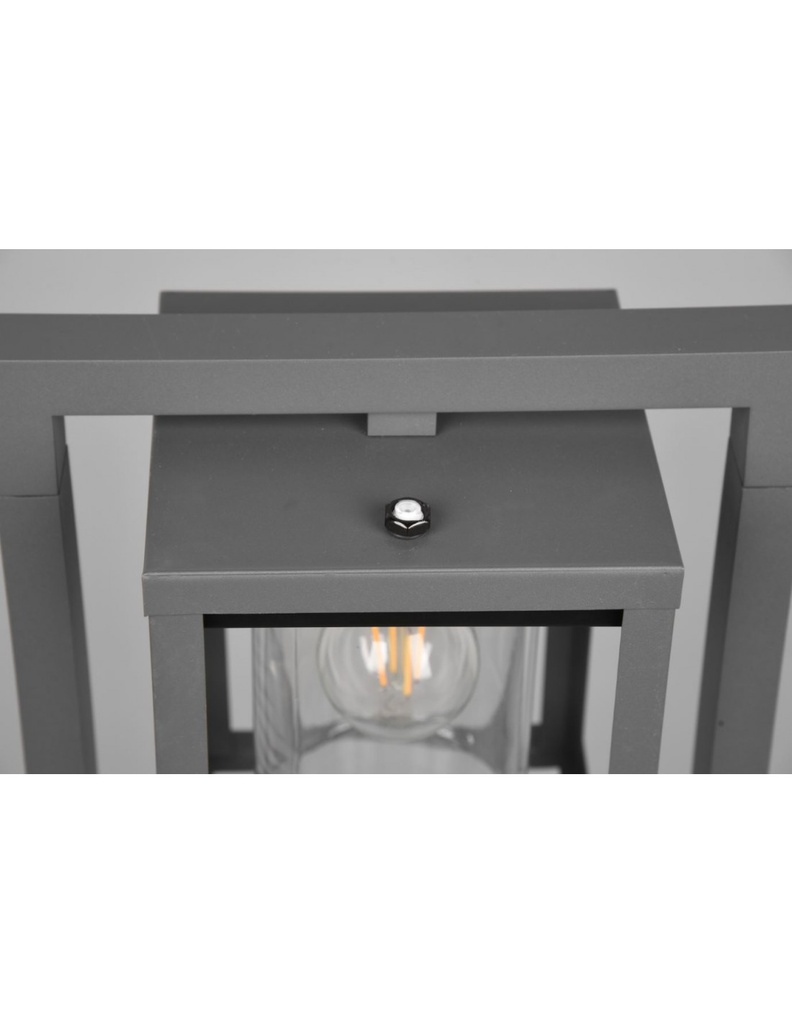 Palo Alto Lanterna Cilindro Vetro Lunga Antracite IP44 Sensore Crepuscolare Trio Lighting - Samnite