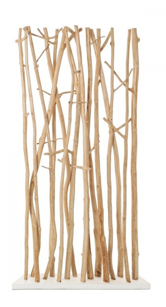 Paravento Aili in legno naturale 100x18,5x180h cm - Samnite