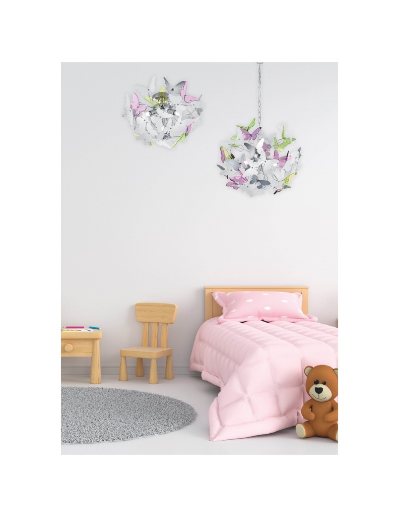 Plafoniera Butterfly 3xG9 Cromo Farfalle Multicolor Ø45 cm Trio Lighting - Samnite