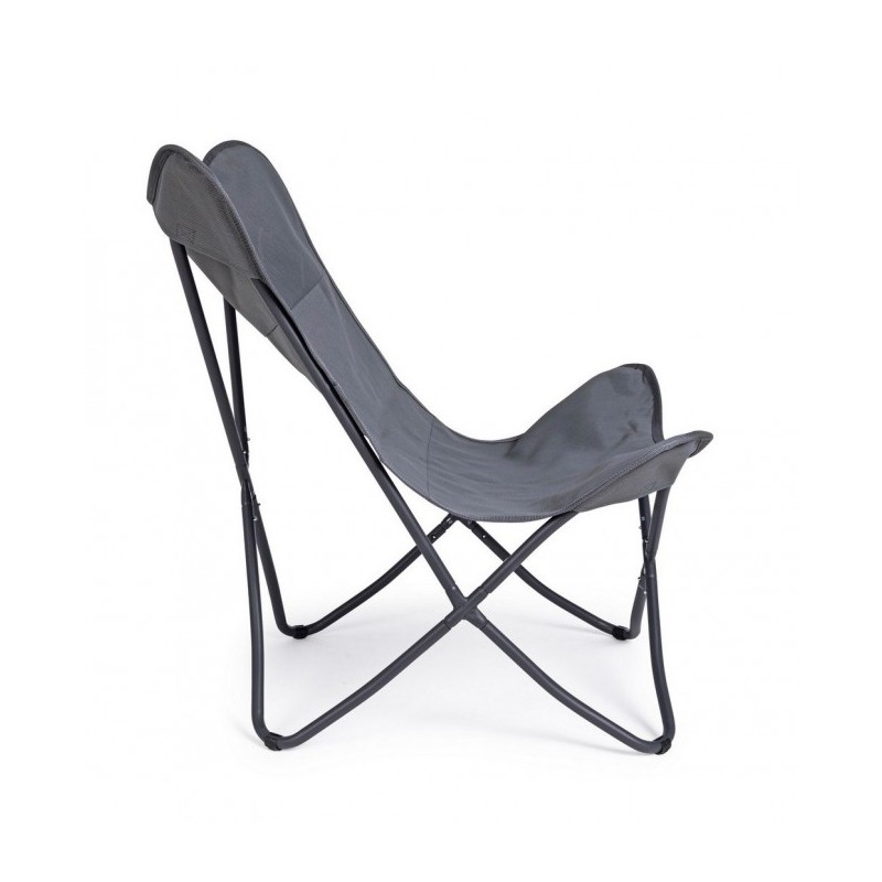 Poltrona butterfly campeggio gabicce grigio 77,5x81x89h cm - Samnite