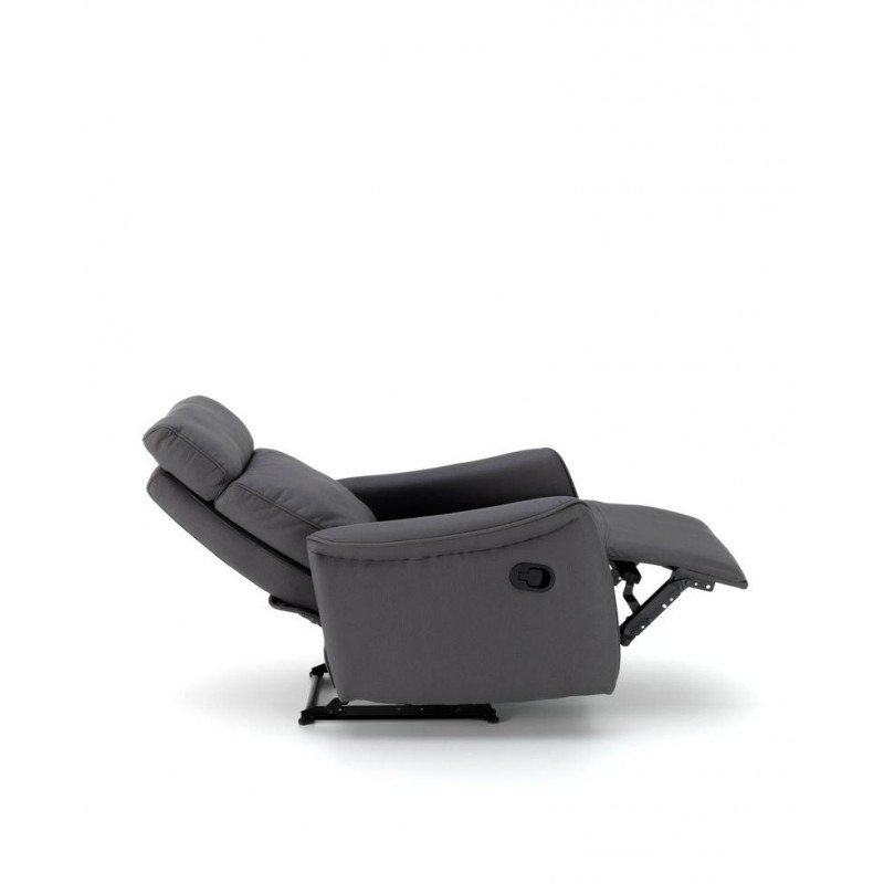 Poltrona relax reclinabile manuale in  similpelle antracite  70 x 92 x h. 105 cm - Samnite